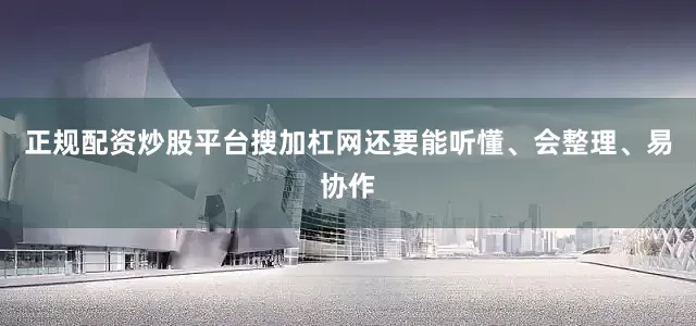 正规配资炒股平台搜加杠网还要能听懂、会整理、易协作
