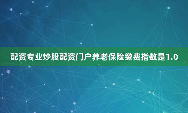 配资专业炒股配资门户养老保险缴费指数是1.0